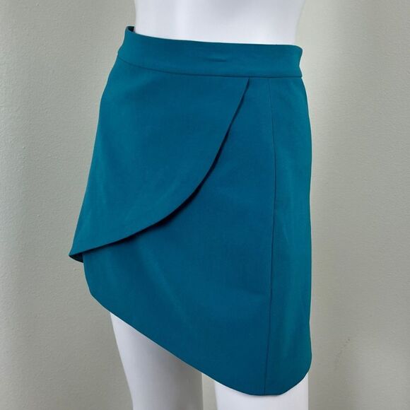 Alice + Olivia Womens Size 2 Blue Dasia Faux Wrap Mini A Line Skirt FLAWED - Picture 10 of 14